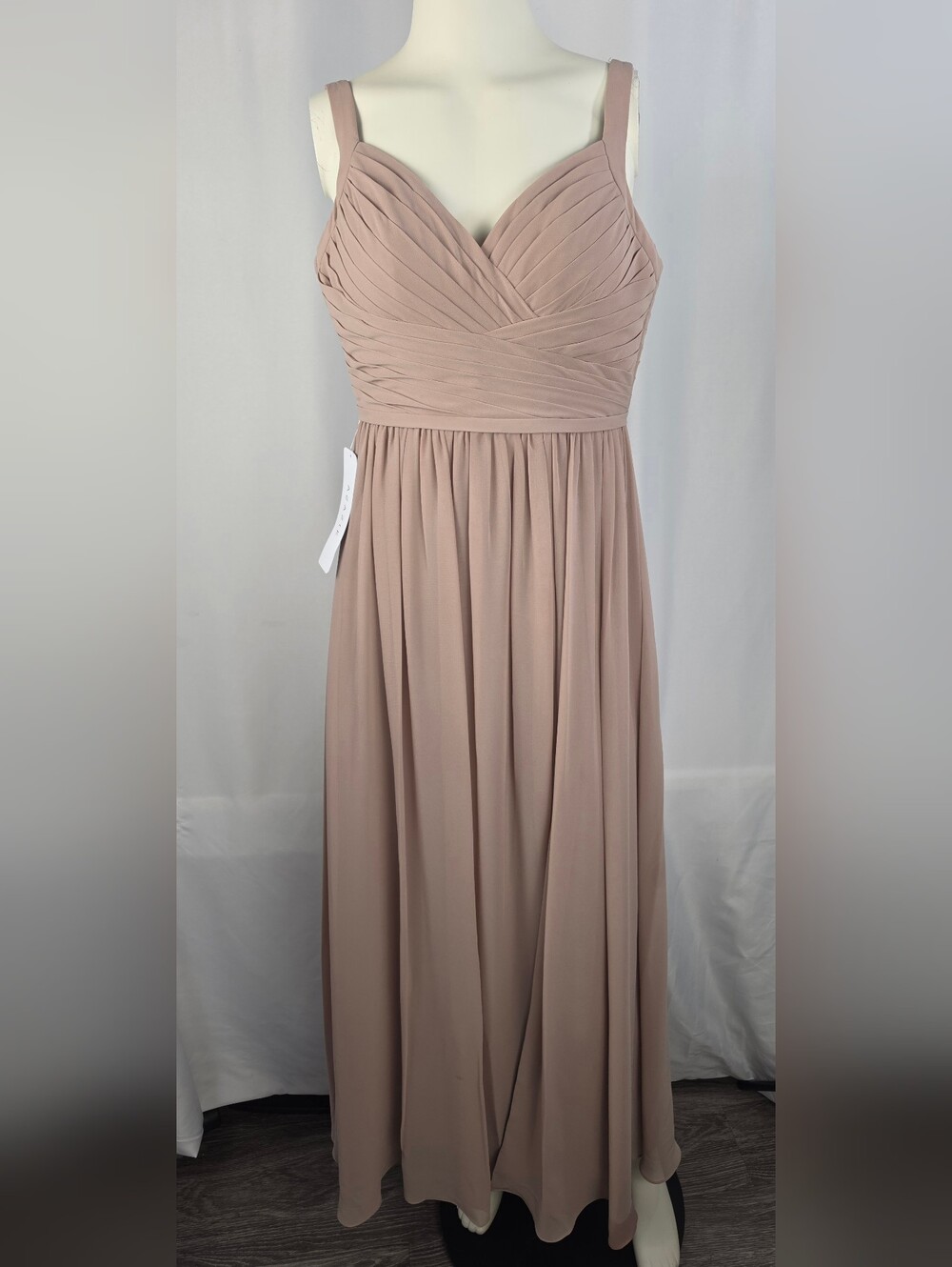 Azazie Chanel Taupe Chiffon Bridesmaid Maxi Dress Custom Size NWT